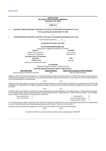 Thumbnail Oil States International
 10-Q Quarterly Report FY 