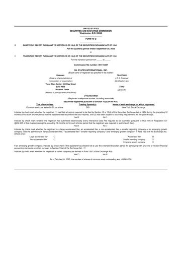 Thumbnail Oil States International
 10-Q Quarterly Report FY 