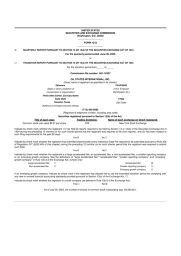 Thumbnail Oil States International
 10-Q Quarterly Report FY 