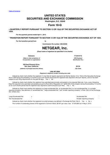 Thumbnail NETGEAR 10-Q Quarterly Report FY 