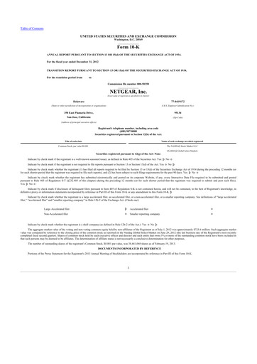 Thumbnail NETGEAR 10-K Annual Report 2012