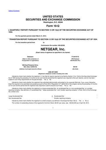 Thumbnail NETGEAR 10-Q Quarterly Report FY 