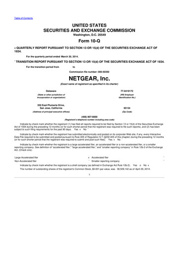 Thumbnail NETGEAR 10-Q Quarterly Report FY 