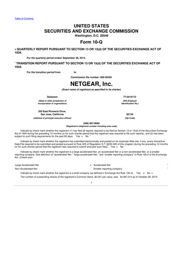 Thumbnail NETGEAR 10-Q Quarterly Report FY 