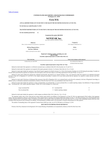 Thumbnail NETGEAR 10-K Annual Report 2014