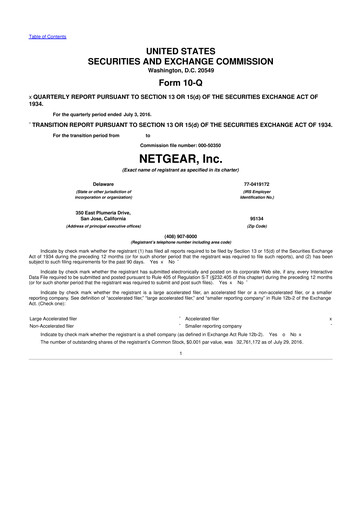 Thumbnail NETGEAR 10-Q Quarterly Report FY 