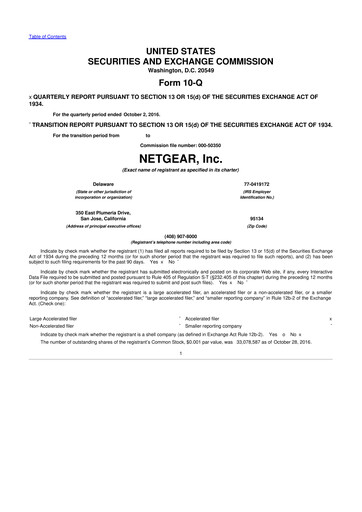 Thumbnail NETGEAR 10-Q Quarterly Report FY 