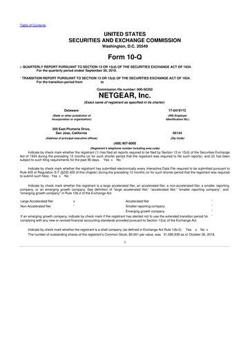 Thumbnail NETGEAR 10-Q Quarterly Report FY 