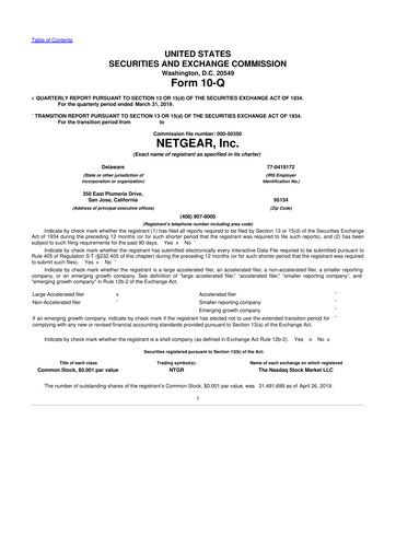 Thumbnail NETGEAR 10-Q Quarterly Report FY 