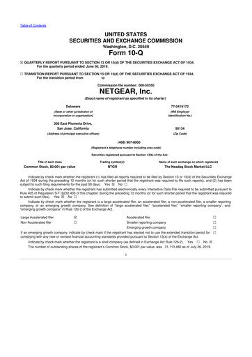 Thumbnail NETGEAR 10-Q Quarterly Report FY 