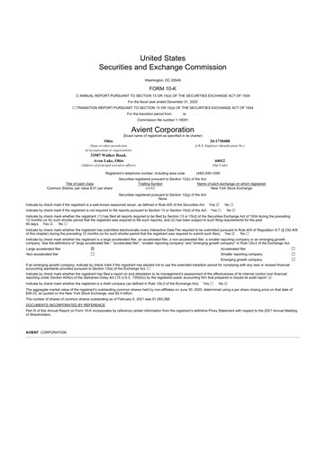 Thumbnail Avient 10-K Annual Report 2020