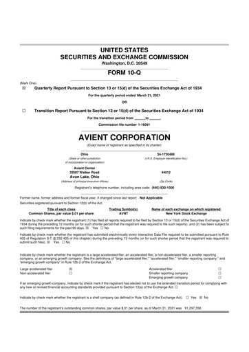 Vorschaubild Avient 10-Q Quartalsbericht 2021 