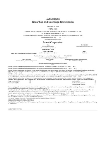 Thumbnail Avient 10-K Annual Report 2021