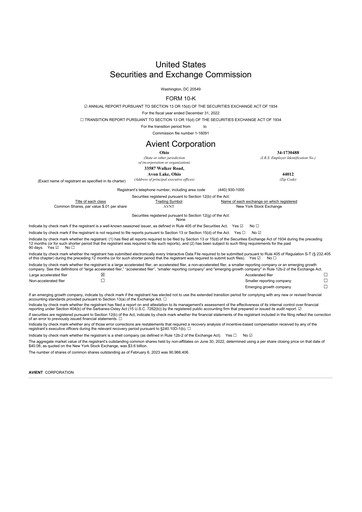 Thumbnail Avient 10-K Annual Report 2022