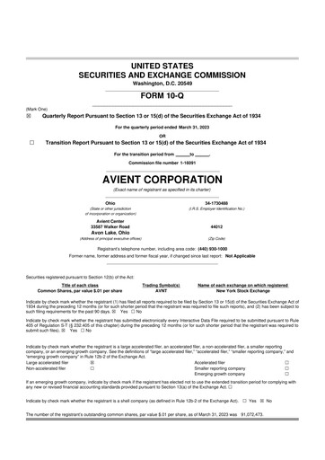 Vorschaubild Avient 10-Q Quartalsbericht 2023 
