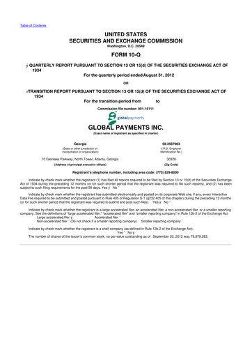 Thumbnail Global Payments 10-Q Quarterly Report FY2013 