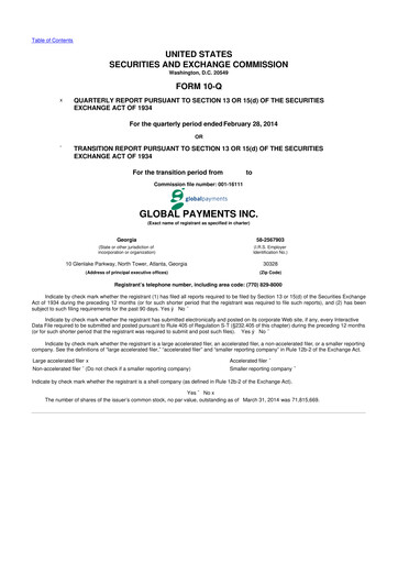 Thumbnail Global Payments 10-Q Quarterly Report FY2014 