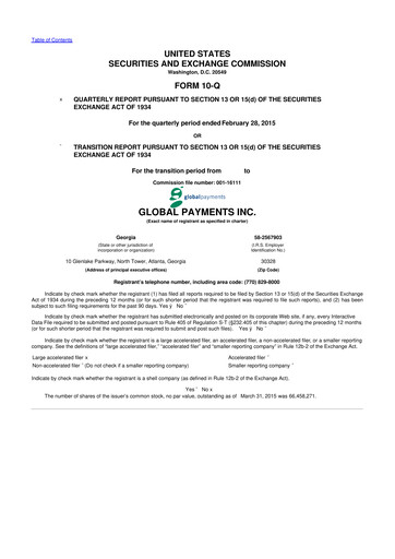Thumbnail Global Payments 10-Q Quarterly Report FY2015 