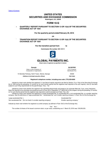 Thumbnail Global Payments 10-Q Quarterly Report FY2016 