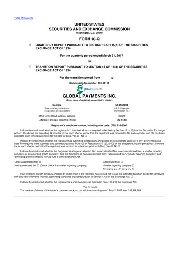 Thumbnail Global Payments 10-Q Quarterly Report FY2017 