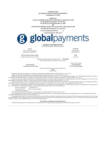 Thumbnail Global Payments 10-K Annual Report 2018