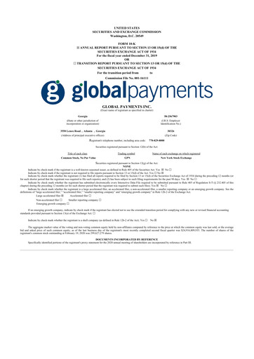 Thumbnail Global Payments 10-K Annual Report 2019
