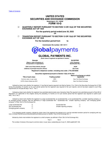 Thumbnail Global Payments 10-Q Quarterly Report FY2025 