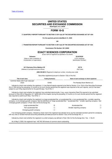 Vorschaubild Exact Sciences 10-Q Quartalsbericht 2020 