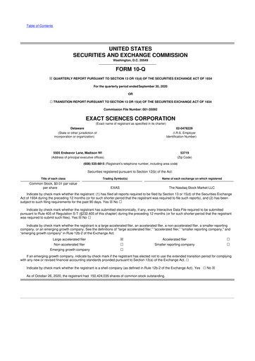 Vorschaubild Exact Sciences 10-Q Quartalsbericht 2020 