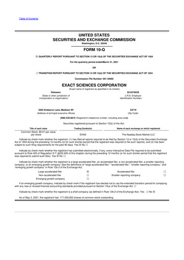 Vorschaubild Exact Sciences 10-Q Quartalsbericht 2021 