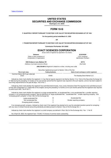Vorschaubild Exact Sciences 10-Q Quartalsbericht 2022 