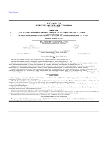 Thumbnail Exact Sciences 10-K Annual Report 2023