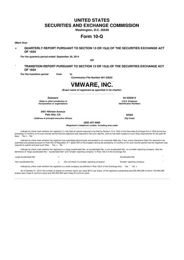 Thumbnail Vmware 10-Q Quarterly Report FY2014 