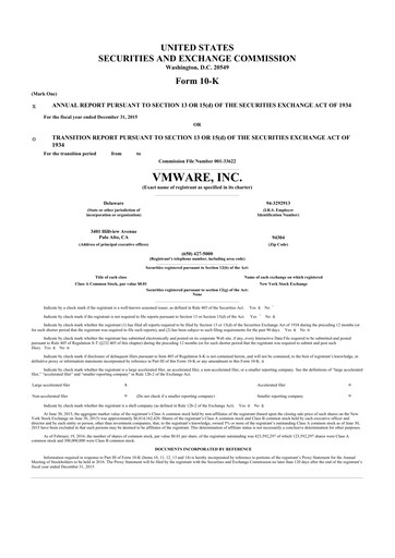 Thumbnail Vmware 10-K Annual Report 2015