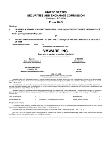 Thumbnail Vmware 10-Q Quarterly Report FY2018 