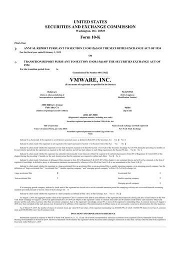 Thumbnail Vmware 10-K Annual Report 2019