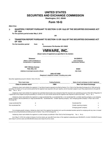 Thumbnail Vmware 10-Q Quarterly Report FY2020 