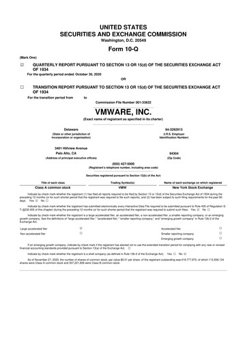 Thumbnail Vmware 10-Q Quarterly Report FY2021 