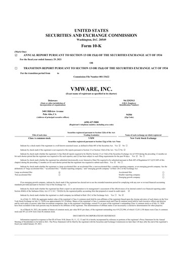 Thumbnail Vmware 10-K Annual Report 2021