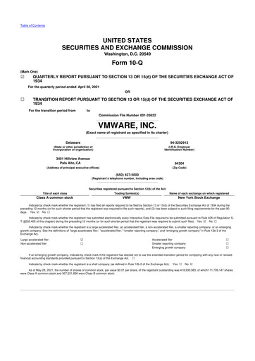 Thumbnail Vmware 10-Q Quarterly Report FY2022 