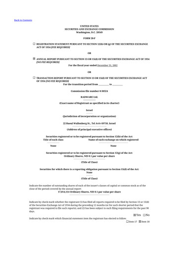 Thumbnail Radware 20-F Annual Report 