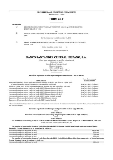 Thumbnail Santander 20-F Annual Report 