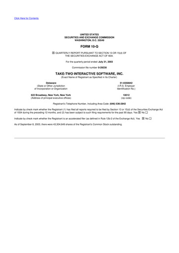 Thumbnail Take-Two Interactive
 10-Q Quarterly Report FY 