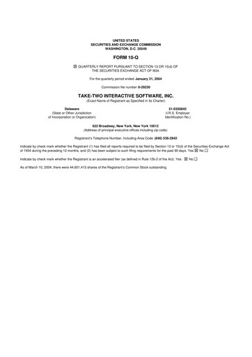 Thumbnail Take-Two Interactive
 10-Q Quarterly Report FY 