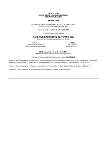 Thumbnail Take-Two Interactive
 10-Q Quarterly Report FY 