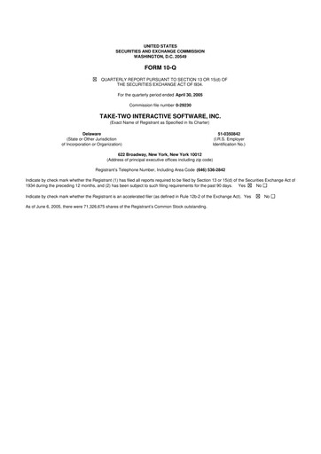 Thumbnail Take-Two Interactive
 10-Q Quarterly Report FY 