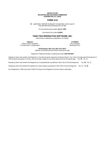 Thumbnail Take-Two Interactive
 10-Q Quarterly Report FY 