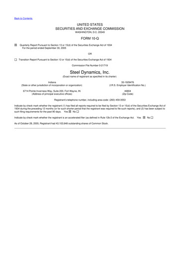 Thumbnail Steel Dynamics
 10-Q Quarterly Report FY 