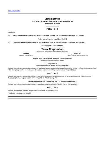 Thumbnail Terex
 10-Q Quarterly Report FY 