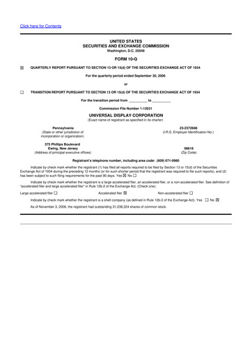 Vorschaubild Universal Display Corporation
 10-Q Quartalsbericht  